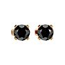 3ct Black Diamond Stud Earrings, Yellow Gold Image-2