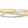 Estate Jewelry 14 Karat White and Yellow Gold 1 1/4 Carat Natural Diamond Flexible Bracelet, 7 Inches Image-2