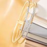 Estate Jewelry 14 Karat White and Yellow Gold 1 1/4 Carat Natural Diamond Flexible Bracelet, 7 Inches Image-4