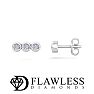 D Flawless Diamonds™ 1/10 Carat Diamond Three Stone Bezel Stud Earrings In Sterling Silver Image-1