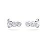 D Flawless Diamonds™ 1/10 Carat Diamond Three Stone Bezel Stud Earrings In Sterling Silver Image-4