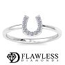 D Flawless Diamonds™ 1/10 Carat Diamond Horseshoe Ring In Sterling Silver Image-1