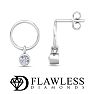 D Flawless Diamonds™ 0.06 Carat Diamond Bezel Circle Earrings In Sterling Silver Image-1