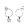 D Flawless Diamonds™ 0.06 Carat Diamond Bezel Circle Earrings In Sterling Silver Image-3