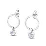 D Flawless Diamonds™ 0.06 Carat Diamond Bezel Circle Earrings In Sterling Silver Image-4