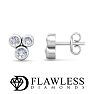 D Flawless Diamonds™ 1/5 Carat Diamond Bezel Set Three Stone Stud Earrings In Sterling Silver Image-1