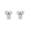 D Flawless Diamonds™ 1/5 Carat Diamond Bezel Set Three Stone Stud Earrings In Sterling Silver Image-2