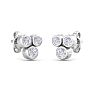 D Flawless Diamonds™ 1/5 Carat Diamond Bezel Set Three Stone Stud Earrings In Sterling Silver Image-3