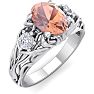1 Carat Oval Shape Morganite and Diamond Intricate Vine Engagement Ring In 14 Karat White Gold Image-2