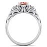 1 Carat Oval Shape Morganite and Diamond Intricate Vine Engagement Ring In 14 Karat White Gold Image-3