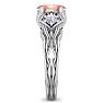 1 Carat Oval Shape Morganite and Diamond Intricate Vine Engagement Ring In 14 Karat White Gold Image-4