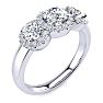 1 Carat Round Shape Halo Diamond Three Stone Ring In 14K White Gold Image-2