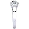 1 Carat Round Shape Halo Diamond Three Stone Ring In 14K White Gold Image-4
