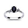 1/2 Carat Oval Shape Sapphire and Two Diamond Accent Ring In 14 Karat White Gold Image-1
