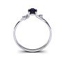 1/2 Carat Oval Shape Sapphire and Two Diamond Accent Ring In 14 Karat White Gold Image-4