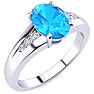 1 1/2ct Oval Shape Blue Topaz and Diamond Ring in 10k White Gold Image-2