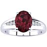 Garnet Ring: Garnet Jewelry: 1 1/2ct Oval Shape Garnet and Diamond Ring in 10k White Gold Image-1
