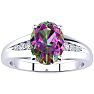 1 Carat Oval Shape Mystic Topaz Ring With Diamonds In 10 Karat White Gold Image-1