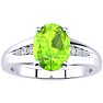 1 1/2ct Oval Shape Peridot and Diamond Ring in 10k White Gold Image-1
