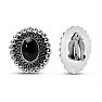 Estate Jewelry Vintage Lace Oval Black Stone Clip-On Earrings In Solid Sterling Silver Image-4
