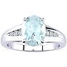 Aquamarine Ring: Aquamarine Jewelry: 1 1/5ct Oval Shape Aquamarine and Diamond Ring in 10k White Gold Image-1