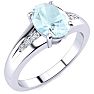 Aquamarine Ring: Aquamarine Jewelry: 1 1/5ct Oval Shape Aquamarine and Diamond Ring in 10k White Gold Image-2