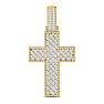 Estate Jewelry 4.47 Carat Diamond Studded Cross Pendant In 10K Yellow Gold, 2 Inches Image-1
