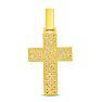 Estate Jewelry 4.47 Carat Diamond Studded Cross Pendant In 10K Yellow Gold, 2 Inches Image-2