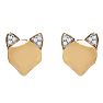 .05 Pave Diamond Foxy-Fox Stud Earrings in Solid Sterling Silver With 14k Gold Overlay Image-2