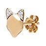 .05 Pave Diamond Foxy-Fox Stud Earrings in Solid Sterling Silver With 14k Gold Overlay Image-3
