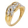.05 Carat Natural Diamond Swirl Ring In Yellow & White Gold Overlay Image-2