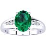 1 1/5ct Oval Shape Emerald and Diamond Ring in 10k White Gold Image-1