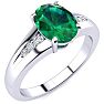 1 1/5ct Oval Shape Emerald and Diamond Ring in 10k White Gold Image-2