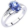 1 1/3ct Oval Shape Tanzanite and Diamond Ring in 10k White Gold Image-2