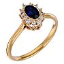 3/4 Carat Oval Shape Sapphire and Halo Diamond Ring In 14 Karat Yellow Gold Image-2