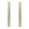 Sterling Silver 1/10 Carat Diamond Hoop Earrings In Yellow Gold Overlay, 3/4 Inch Image-2
