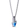 1/2ct Heart Shaped Blue Topaz and Diamond Necklace in 10k White Gold Image-3