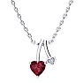 Garnet Necklace: Garnet Jewelry: 1/2ct Heart Shaped Garnet and Diamond Necklace in 10k White Gold Image-1