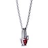 Garnet Necklace: Garnet Jewelry: 1/2ct Heart Shaped Garnet and Diamond Necklace in 10k White Gold Image-3