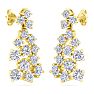 4 Carat Lab Grown Diamond Cluster Drop Earrings In 14 Karat Yellow Gold Image-4