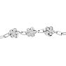 Estate Jewelry Three Flower Link Bracelet In Sterling Silver With Zirconias, 7 Inches Image-2