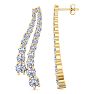 4 Carat Lab Grown Diamond Line Drop Earrings In 14 Karat Yellow Gold, 1 1/2 Inches Image-1