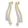 4 Carat Lab Grown Diamond Line Drop Earrings In 14 Karat Yellow Gold, 1 1/2 Inches Image-3