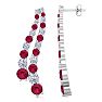4 Carat Ruby and Lab Grown Diamond Line Drop Earrings In 14 Karat White Gold, 1 1/2 Inches Image-1