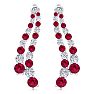 4 Carat Ruby and Lab Grown Diamond Line Drop Earrings In 14 Karat White Gold, 1 1/2 Inches Image-2