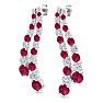 4 Carat Ruby and Lab Grown Diamond Line Drop Earrings In 14 Karat White Gold, 1 1/2 Inches Image-3