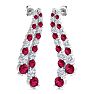 4 Carat Ruby and Lab Grown Diamond Line Drop Earrings In 14 Karat White Gold, 1 1/2 Inches Image-4