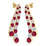 4 Carat Ruby and Lab Grown Diamond Line Drop Earrings In 14 Karat Yellow Gold, 1 1/2 Inches Image-4