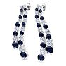 4 Carat Sapphire and Lab Grown Diamond Line Drop Earrings In 14 Karat White Gold, 1 1/2 Inches Image-3