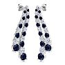 4 Carat Sapphire and Lab Grown Diamond Line Drop Earrings In 14 Karat White Gold, 1 1/2 Inches Image-4